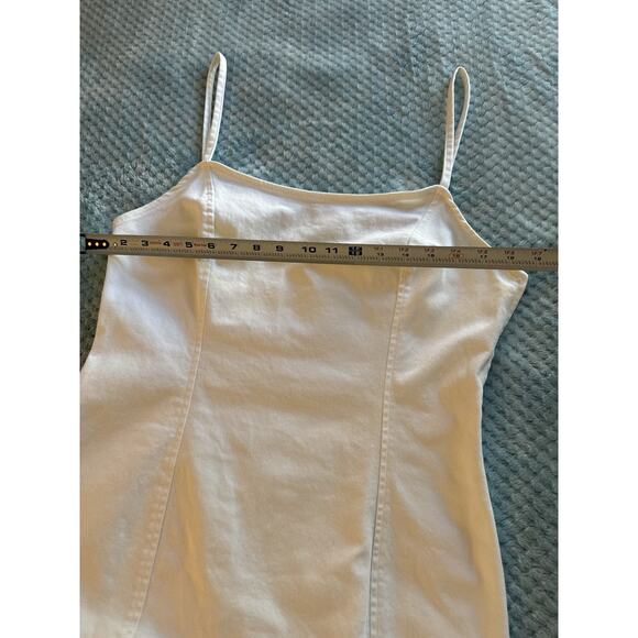 H&M White Denim Mini Dress Bachelorette Bridal Wedding Women's Large Tank Top - Picture 8 of 10
